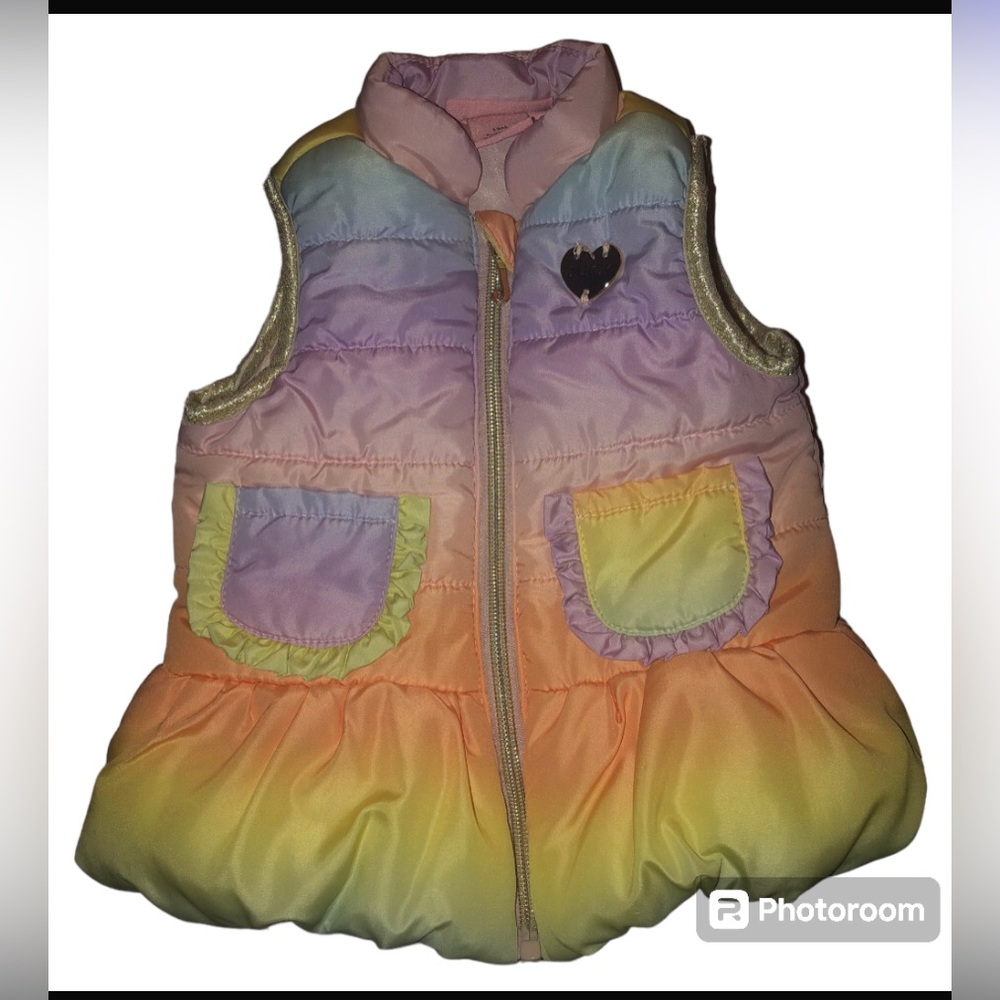 Juicy Couture Kids Rainbow Puffer Vest With Pockets Little Girl's Size 12 m EUC